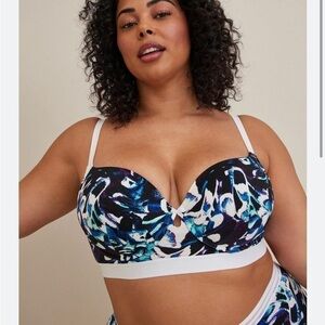 Torrid Bra 40 G Lightly Lined Full Coverage Balconette Floral 360 Back Smoothing